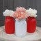 Red and White Mason Jars (Set of 3 Jars); Holiday Decor Colored Wide Mouth Mason Jars for Christmas, Valentine’s, 4th of July and Home Decor